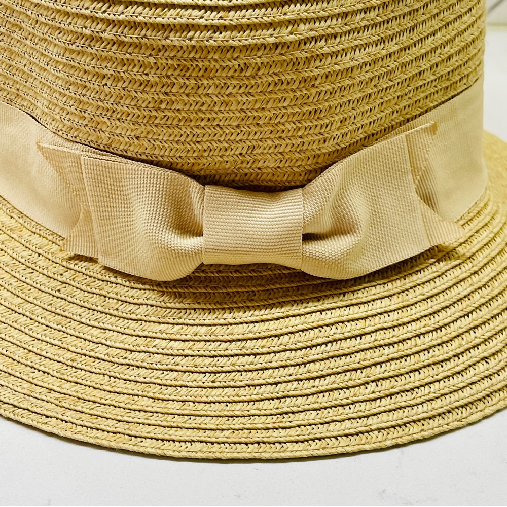 Nine West Tan Straw Hat with Bow Accent - Picture 6 of 8